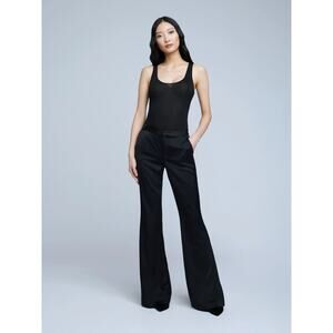 L'AGENCE Lane High Waist Flare Trousers Black Satin Size 4 Sexy‎ Chic Flattering